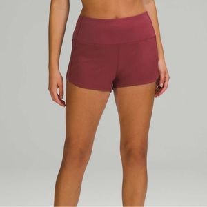 LULULEMON HIGH RISE SPEED UP SHORTS 2.5 INCH SIZE 8 maroon